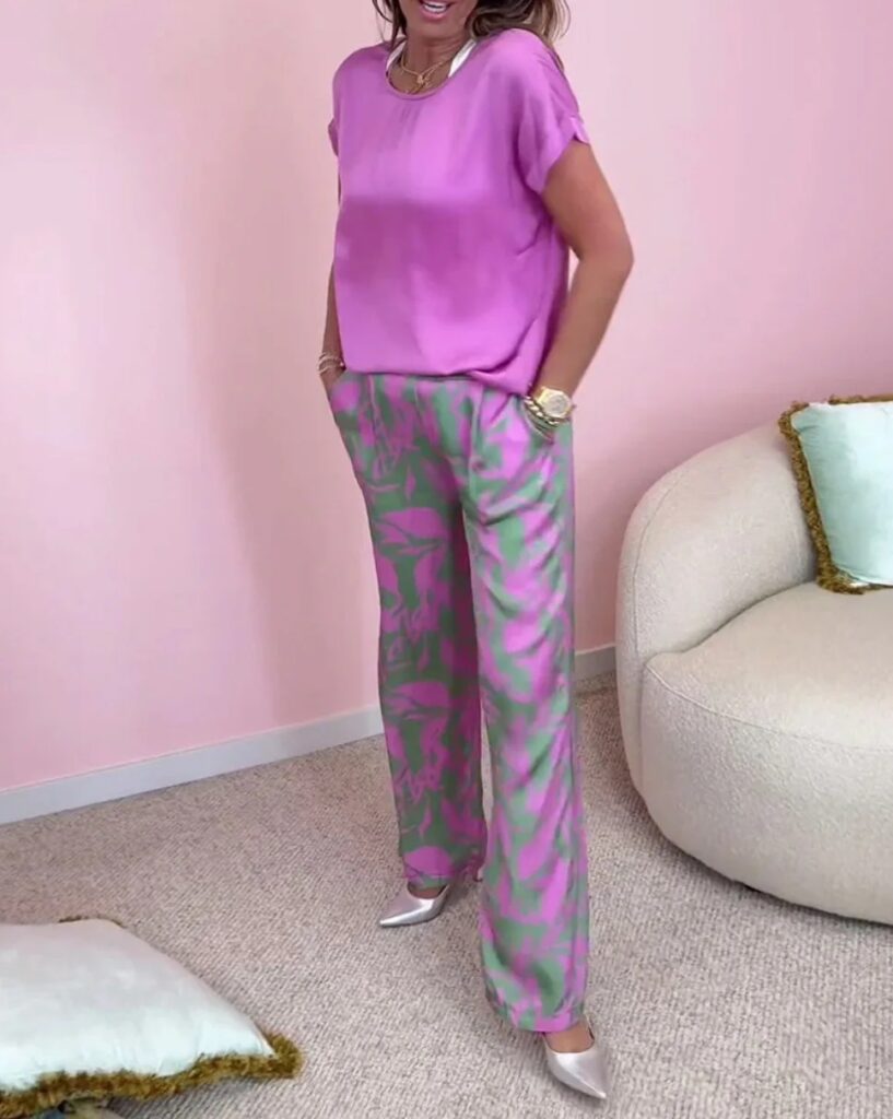 Conjunto de duas peças para as mulheres verão moda 100% poliester