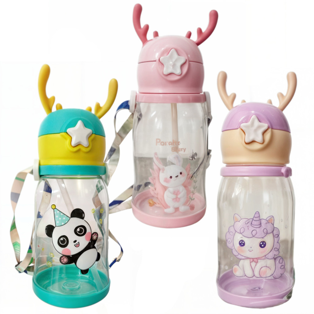 Garrafa Infantil com Canudo e Alça – 600ml Sortida Bichinhos