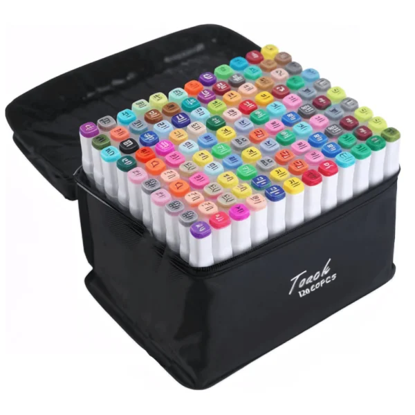 Kit Caneta Colorida Dupla Ponta com Estojo – 120 Unidades | Ideal p/ Estudo, Desenho e Bullet Journal - Imagem 7
