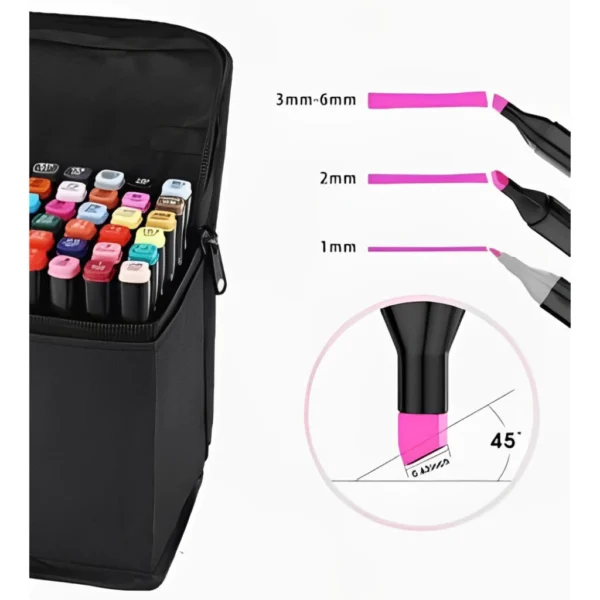 Kit Caneta Colorida Dupla Ponta com Estojo – 120 Unidades | Ideal p/ Estudo, Desenho e Bullet Journal - Imagem 4
