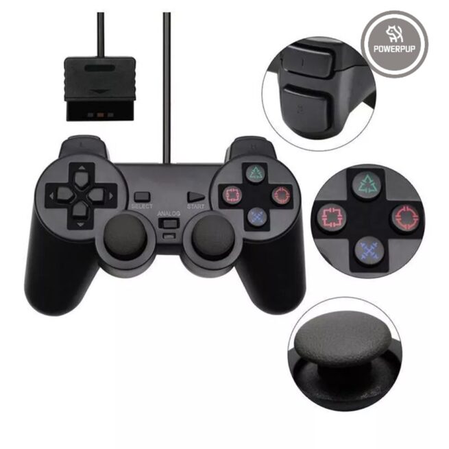 Controle Joystick com Fio para PS2 – Compatível e Resistente