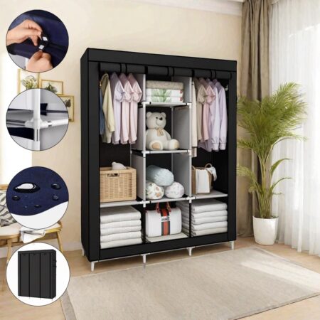 Guarda-Roupa Dobrável Inteligente - Preto (Modelo Compacto)