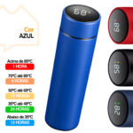 Garrafa Térmica com LED e Termômetro 500ml - Azul (Personalizada)