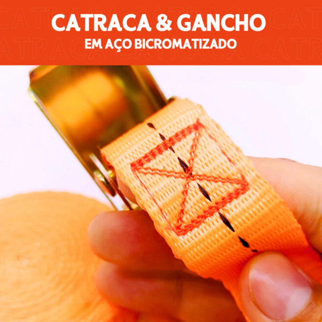 Cinta com Catraca para Fixação de Carga 1,5m Reforçada