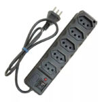 Filtro de Linha PVC Preto 5 Tomadas com Botão Power 85cm - Bivolt