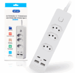 Filtro de Linha 4 Tomadas com 2 USB-C e 2 USB-A 2 Metros Bivolt - BX2204