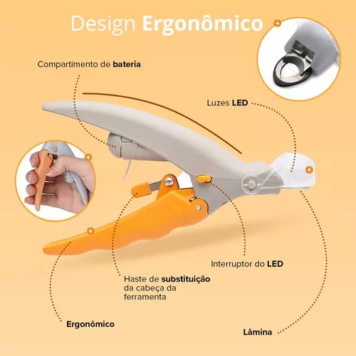 Alicate Cortador de Unha para Pet com LED – Facilita o Corte com Segurança