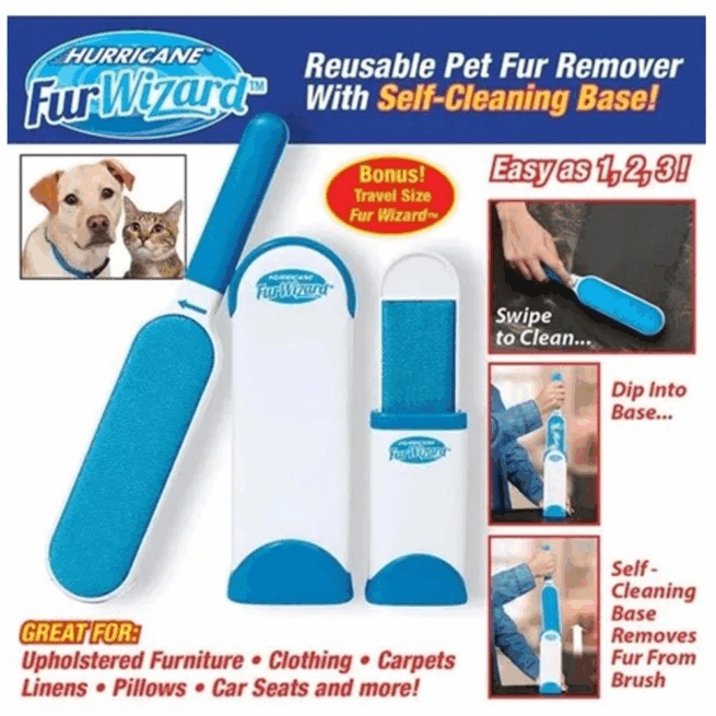 Conjunto Removedor de Pêlos para Gatos e Cachorros – Fur Wizard Hurricane – Praticidade na Higiene