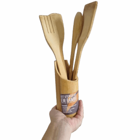 Conjunto de Utensílios de Cozinha em Bambu 5 Peças Livon 2568