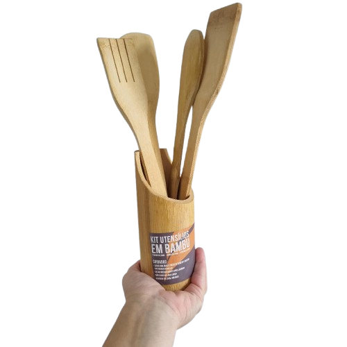 Conjunto de Utensílios de Cozinha em Bambu 5 Peças Livon 2568