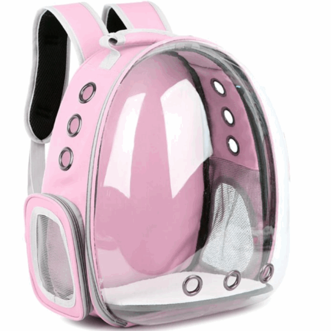 Mochila Pet para Transporte de Cães e Gatos com Visão Ampla – Rosa – Segurança e Comodidade