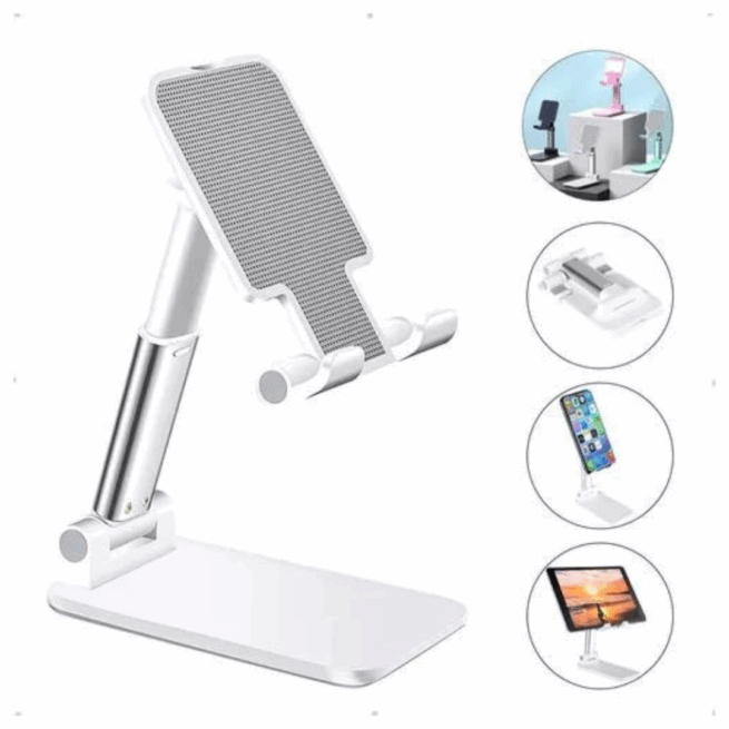 Suporte Universal Ajustável para Celular e Tablet de Mesa – Até 7" – Conforto e Funcionalidade