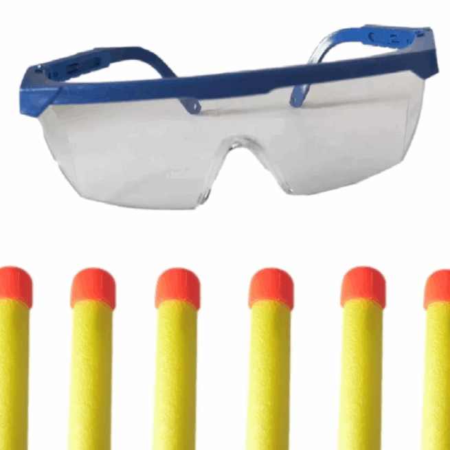 Lança Dardos com Alvo de Garrafas e Óculos - Azul, Laranja e Cinza