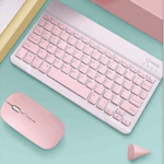 Conjunto Teclado + Mouse Sem Fio Bluetooth para Notebook e Tablet – Rosa