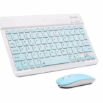 Conjunto Teclado + Mouse Sem Fio Bluetooth para Notebook e Tablet - Azul Claro