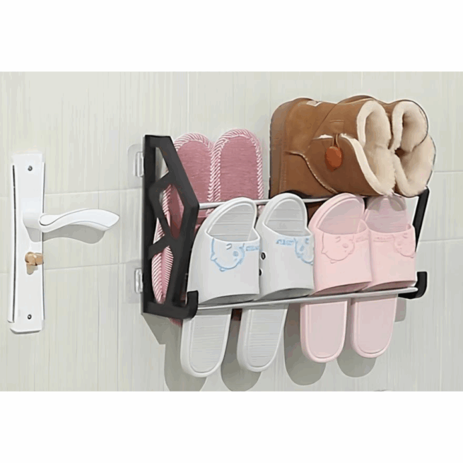 Rack Sapateira de Parede com Adesivo Auto Colante Multiuso 42cm - Preto