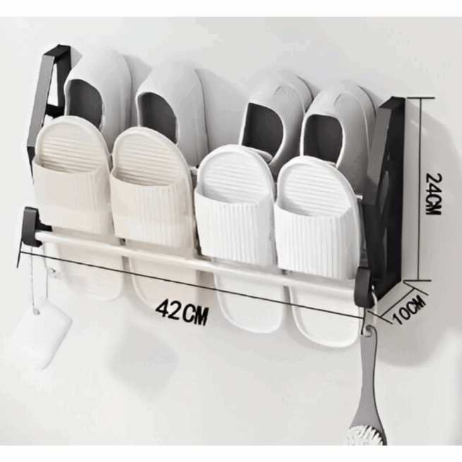 Rack Sapateira de Parede com Adesivo Auto Colante Multiuso 42cm - Preto