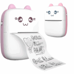 Mini Impressora Térmica Portátil Gatinho - Rosa Claro e Branco