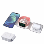 Carregador Portátil Dobravel Magsafe 3 em 1 – Branco – Compatível e Versátil