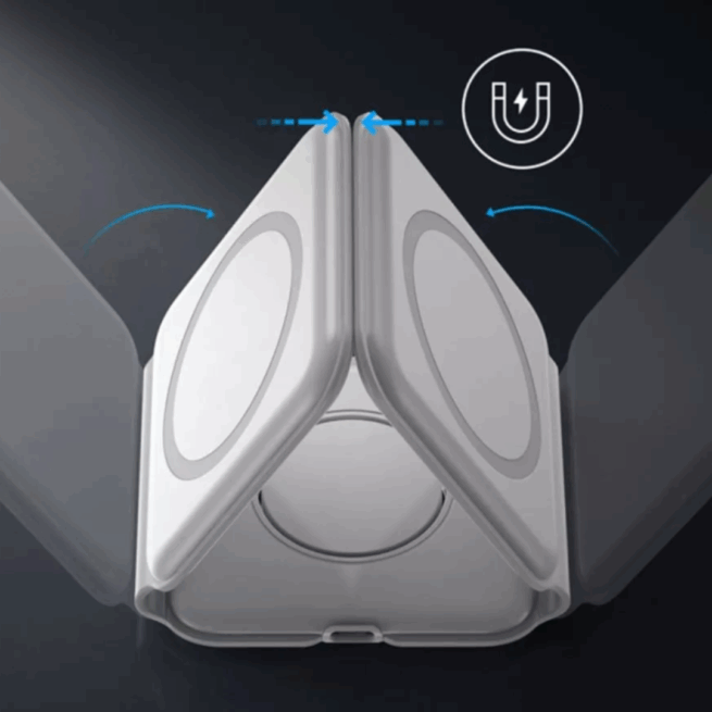 Carregador Portátil Dobravel Magsafe 3 em 1 – Branco – Compatível e Versátil