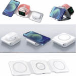 Carregador Portátil Dobravel Magsafe 3 em 1 – Branco – Compatível e Versátil