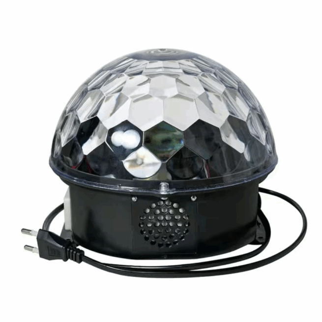 Bola Maluca Cristal com Globo de LED e Som Bluetooth Bivolt