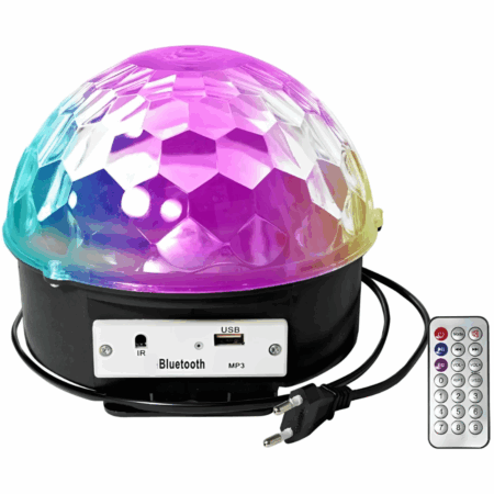 Bola Maluca Cristal com Globo de LED e Som Bluetooth Bivolt