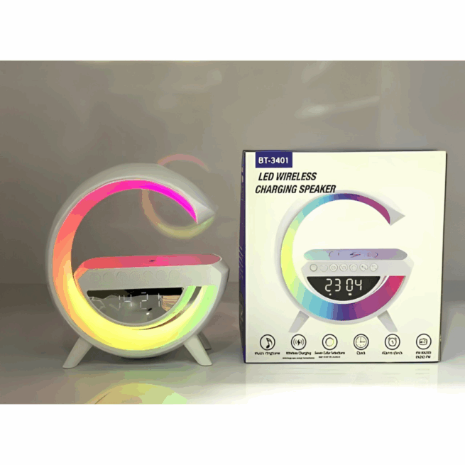 G Speaker Luminária com Relógio e Carregador por Indução BM-F946 – Tecnologia e Design