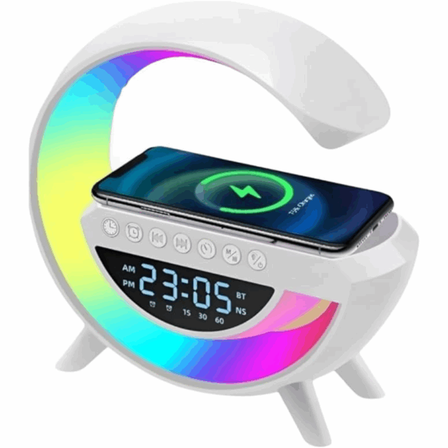 G Speaker Luminária com Relógio e Carregador por Indução BM-F946 – Tecnologia e Design