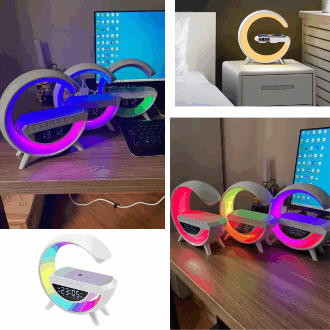G Speaker Luminária com Relógio e Carregador por Indução BM-F946 – Tecnologia e Design