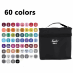 Conjunto de Canetas Coloridas Ponta Dupla 60 Peças com Estojo – Versão Preto ou Branco – Para Escrita e Arte