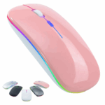 Mouse Sem Fio Bluetooth Recarregável com LED - Rosa