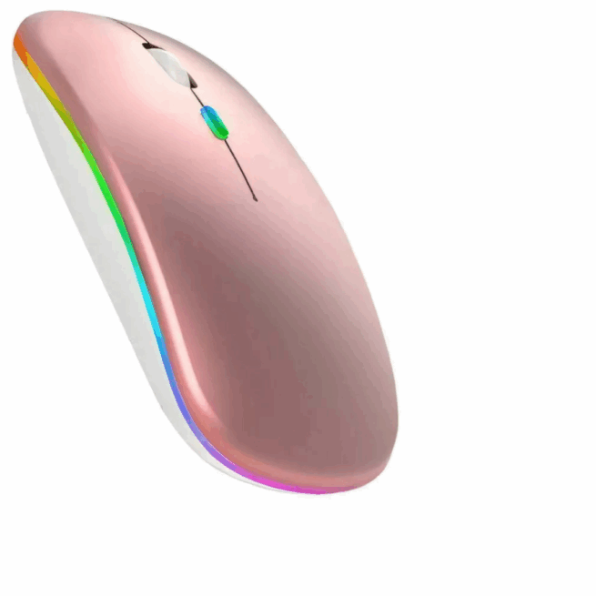 Mouse Sem Fio Bluetooth Recarregável com LED - Rosa
