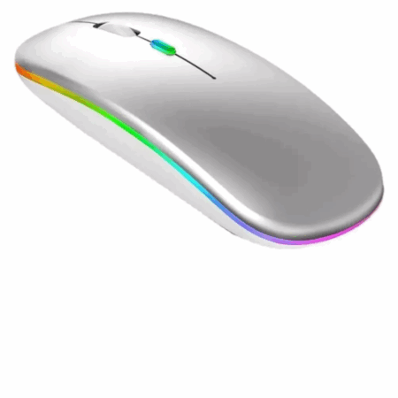 Mouse Sem Fio Bluetooth Recarregável com LED - Prata