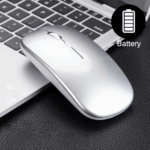 Mouse Sem Fio Bluetooth Recarregável com LED - Prata