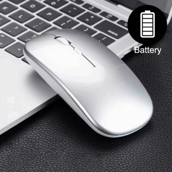 Mouse Sem Fio Bluetooth Recarregável com LED - Prata