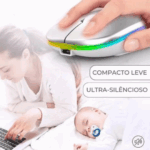 Mouse Sem Fio Bluetooth Recarregável com LED - Prata