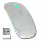 Mouse Sem Fio Bluetooth Recarregável com LED - Branco