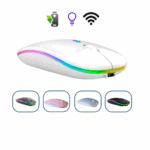 Mouse Sem Fio Bluetooth Recarregável com LED - Branco