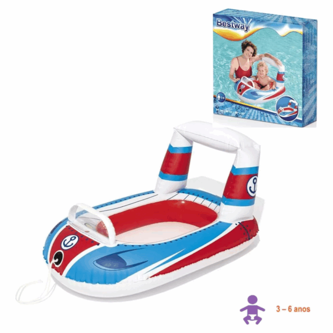 Bote Inflável para Crianças Veículos 104x99cm BST-032 - Branco e Colorido