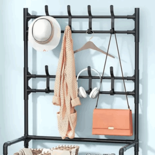 Rack Multifuncional 4 Prateleiras – Arara, Sapateira e Cabideiro Organizador