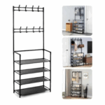 Rack Multifuncional 4 Prateleiras – Arara, Sapateira e Cabideiro Organizador