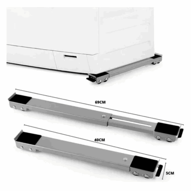 Base Suporte com Rodinhas para Geladeira e Máquina de Lavar – Branco/Preto