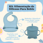Jogo de Introdução Alimentar para Bebê em Silicone Premium 8 Peças – Azul Escuro ou Claro – BBL-54 – Alimentação Saudável