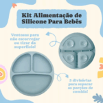 Jogo de Introdução Alimentar para Bebê em Silicone Premium 8 Peças – Azul Escuro ou Claro – BBL-54 – Alimentação Saudável