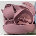 Jogo Introdução Alimentar Bebê em Silicone Premium 8 Peças – Rosa Escuro ou Claro – BBL-54