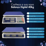 Balança Eletrônica Digital Recarregável até 40kg – Bivolt para Uso Comercial