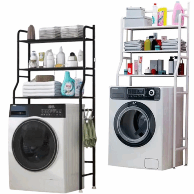Rack Prateleira e Organizador para Lavanderia - Preto ou Branco
