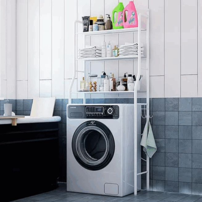 Rack Prateleira e Organizador para Lavanderia - Preto ou Branco
