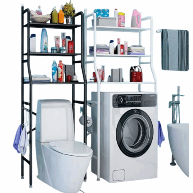 Rack Prateleira e Organizador para Lavanderia - Preto ou Branco